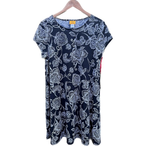 Ruby Rd Black and White Short Sleeve Dress, Size L, NWT! - Picture 1 of 5